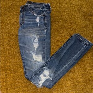 Abercrombie & Fitch Light Blue Ripped Skinny Jeans